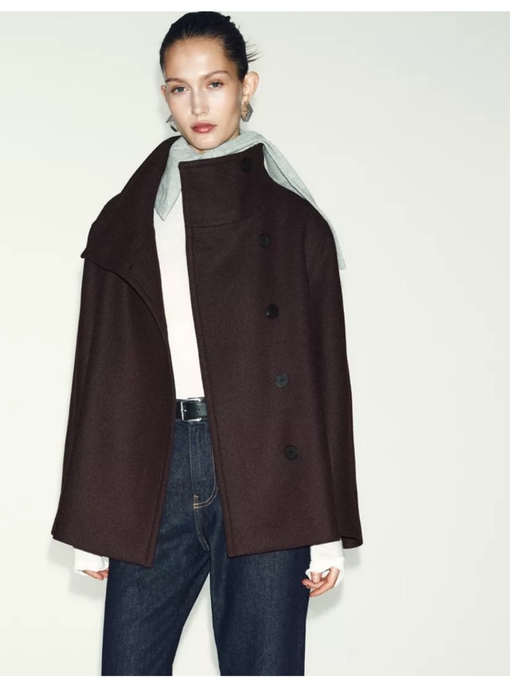 Zara brown wool blend coat
